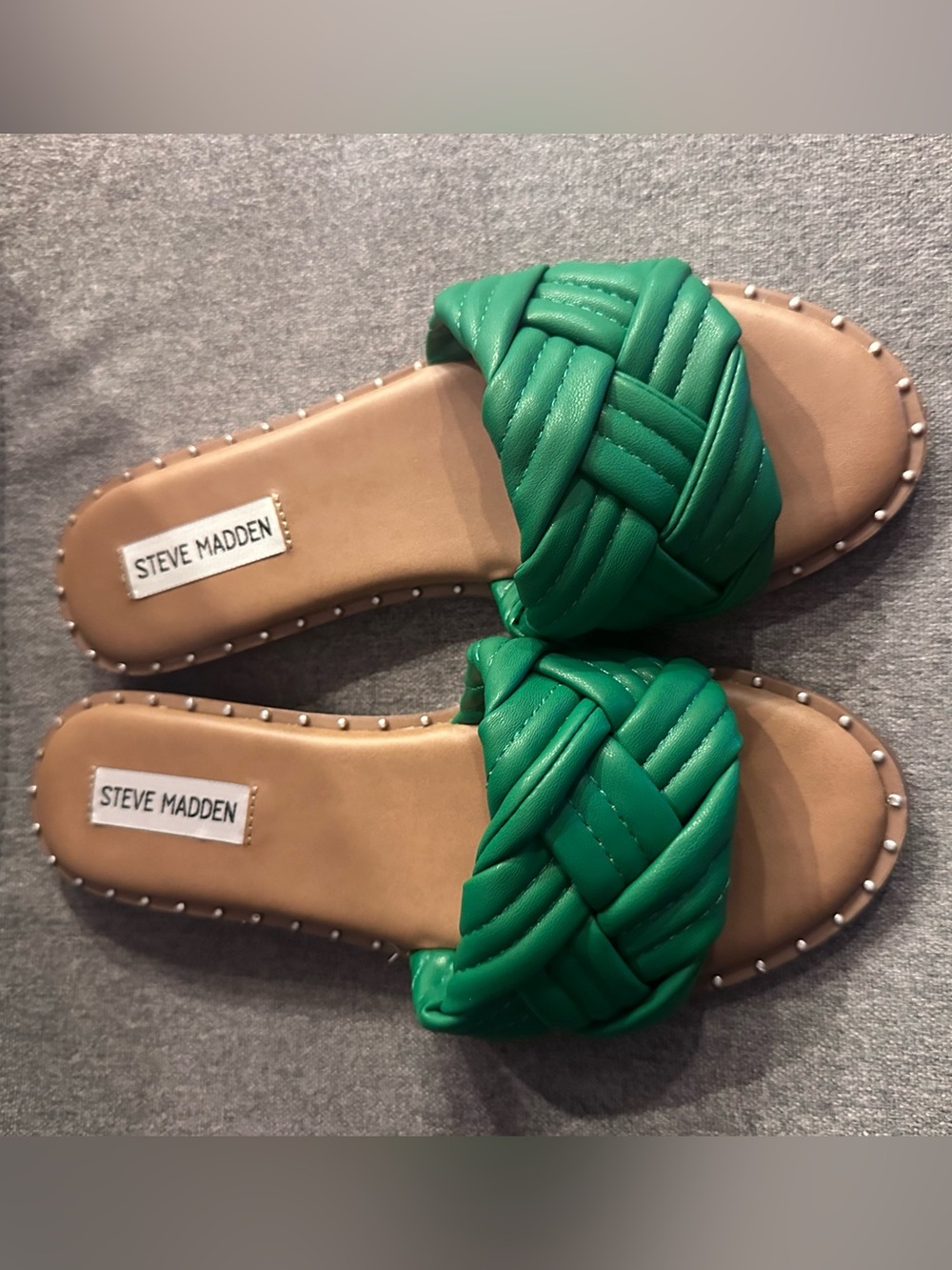 Steve Madden Green Braided Slide Sandals